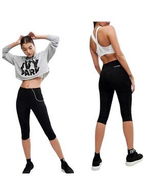 Ivy‎ Park Leggings Women XS Black High Rise Cropped Pull On Athletic Athleisure
